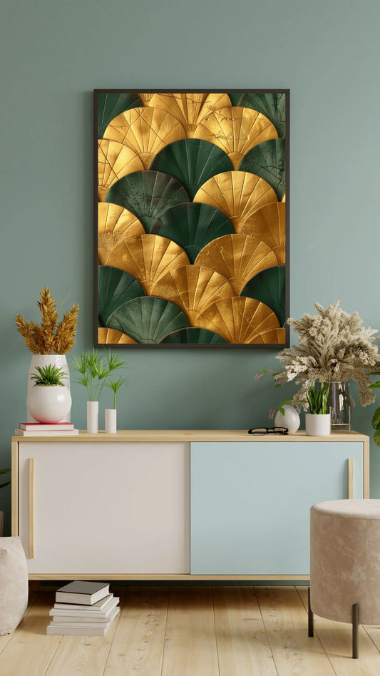 The Gilded Fan | Textured Gold Art Print | Maximalist Metal Aesthetic
