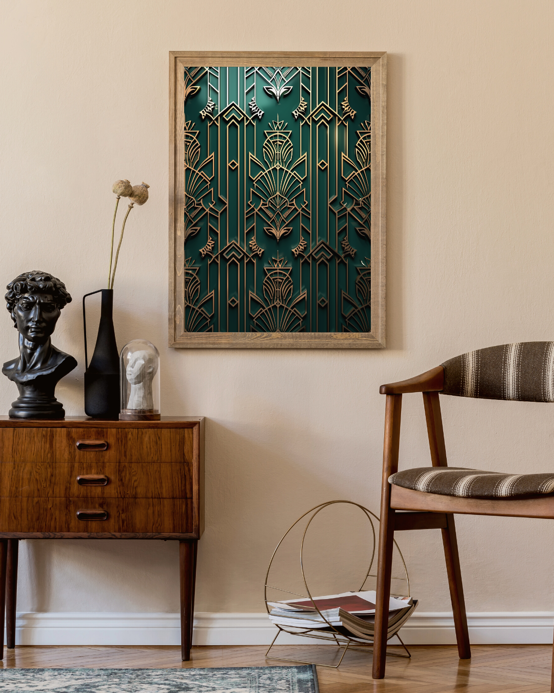The Cathedral Arch | Art Deco Architectural Print | Emerald & Gold Geometry