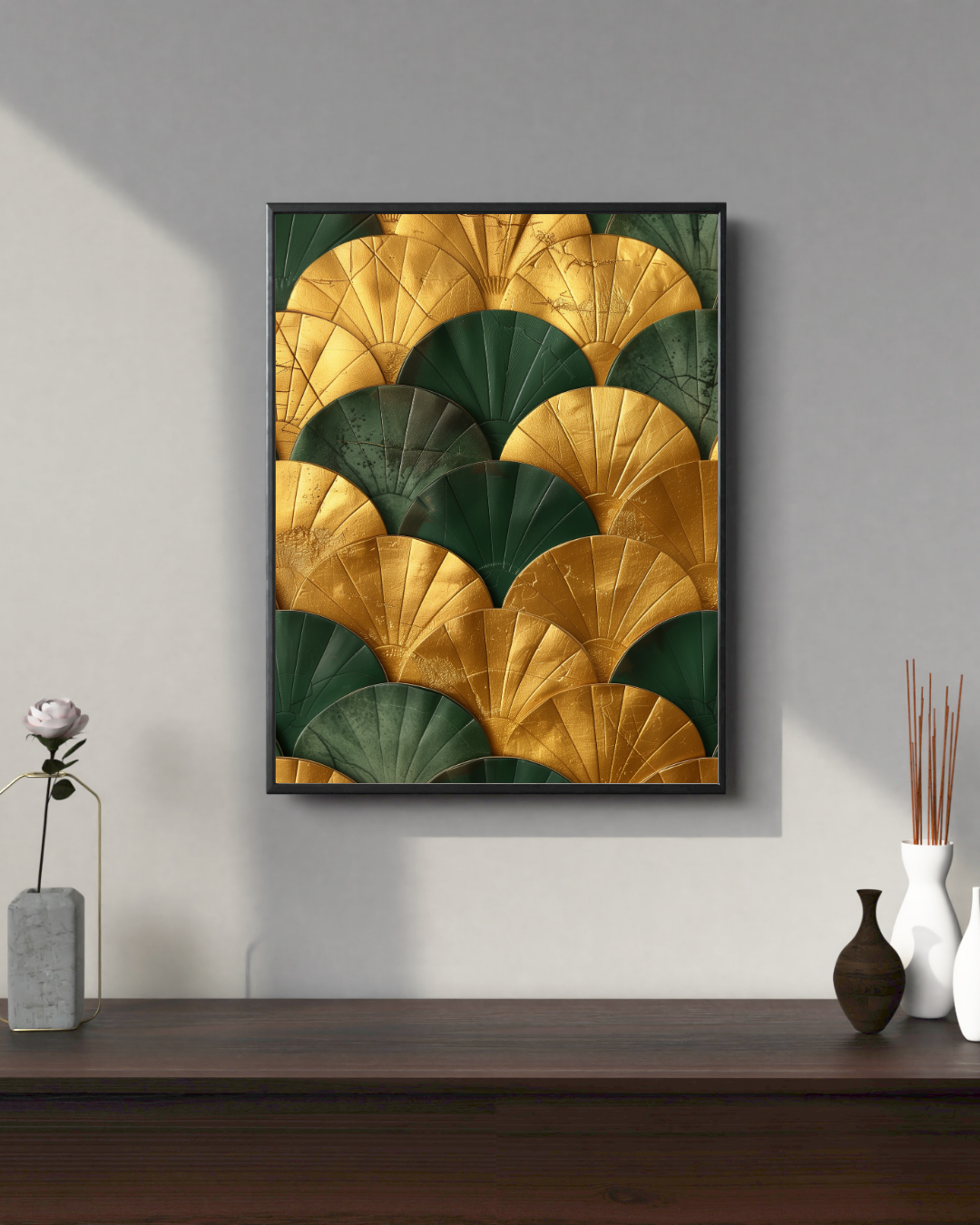 The Gilded Fan | Textured Gold Art Print | Maximalist Metal Aesthetic