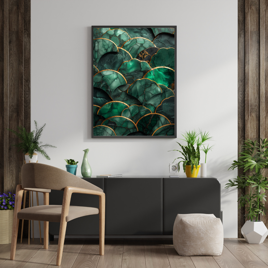 Malachite Waves | Emerald Stone Texture Print | Organic Luxury Wall Art