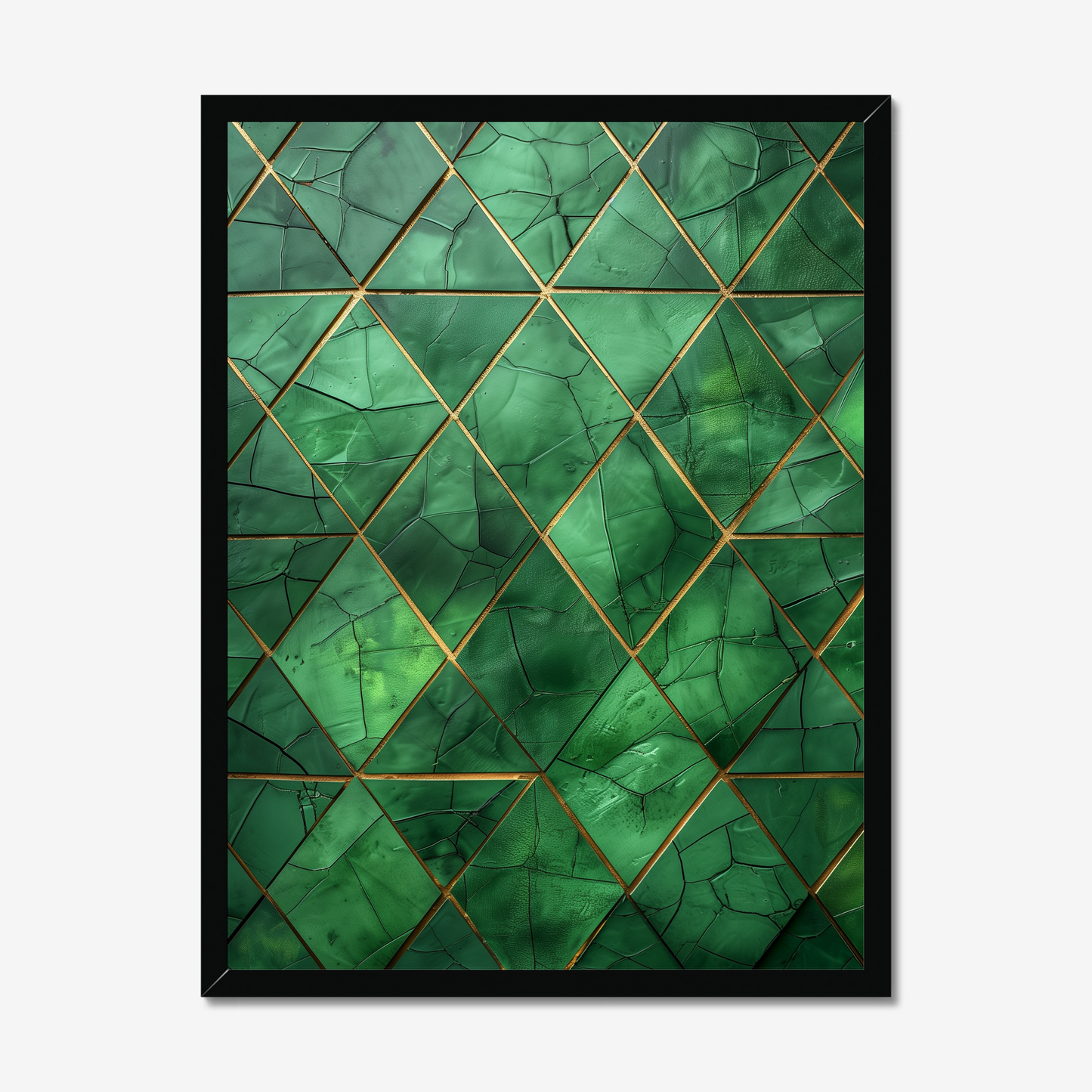 Bauhaus Emerald | Geometric Triangle Pattern | Mid-Century Modern Art