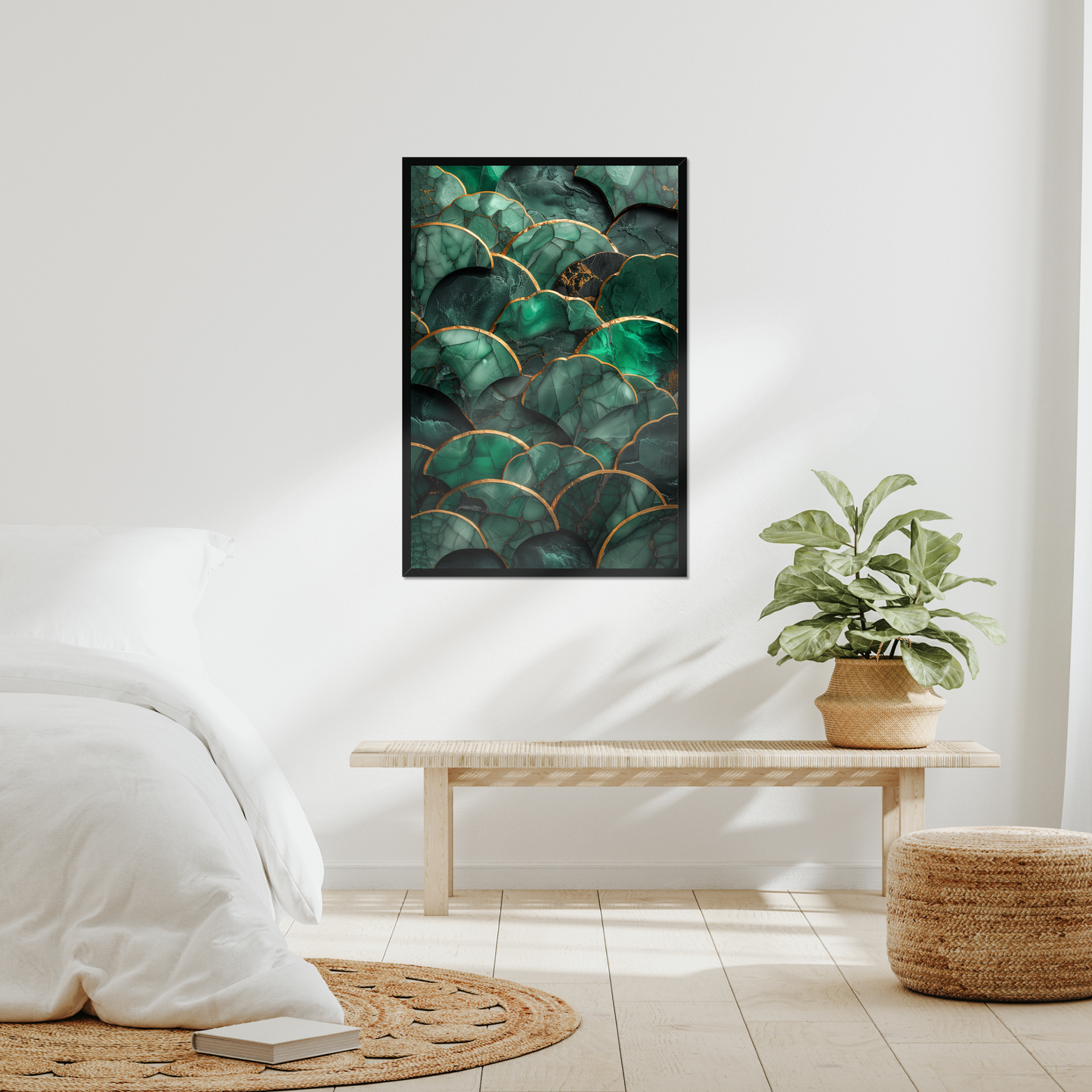 Malachite Waves | Emerald Stone Texture Print | Organic Luxury Wall Art