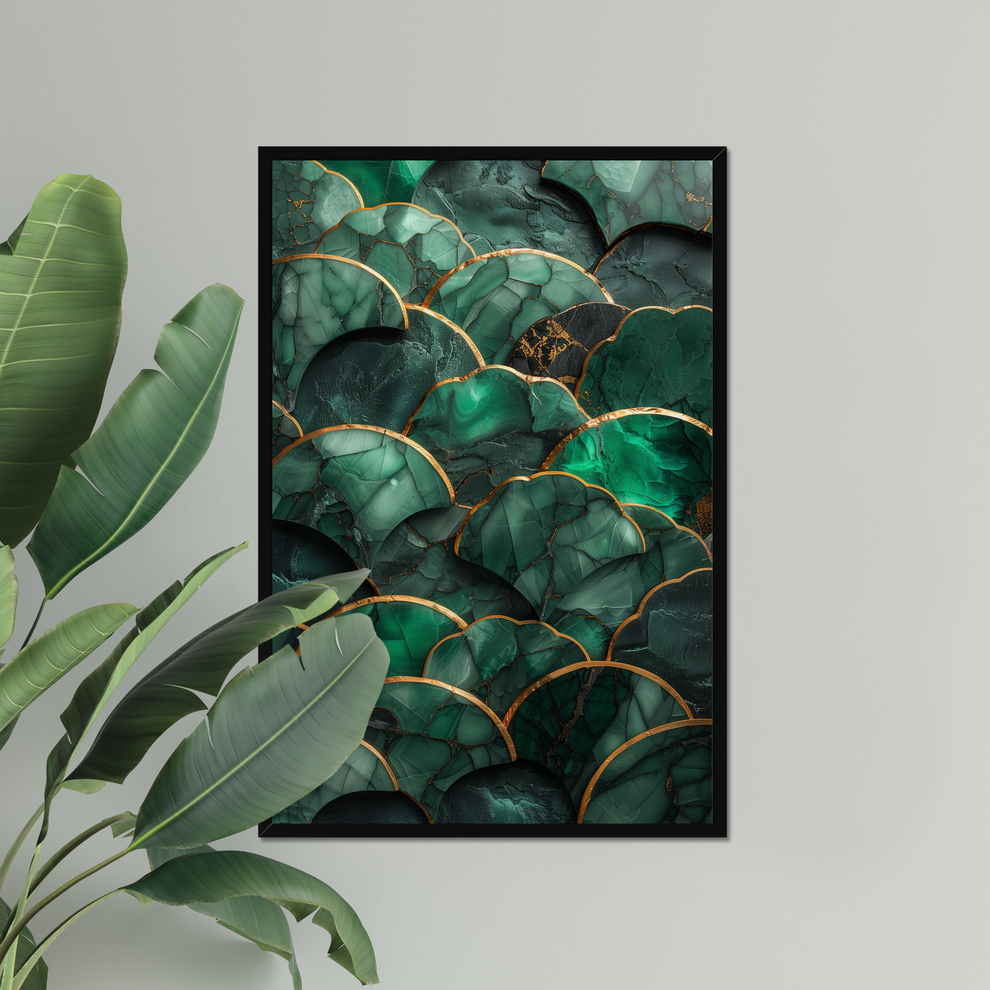 Malachite Waves | Emerald Stone Texture Print | Organic Luxury Wall Art