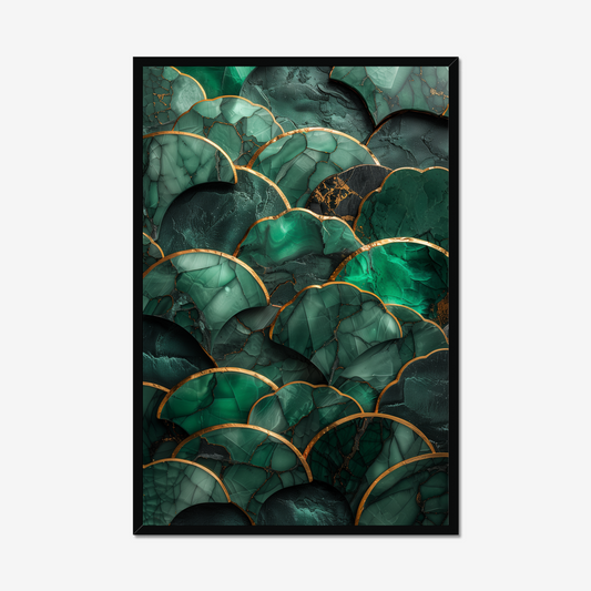 Malachite Waves | Emerald Stone Texture Print | Organic Luxury Wall Art
